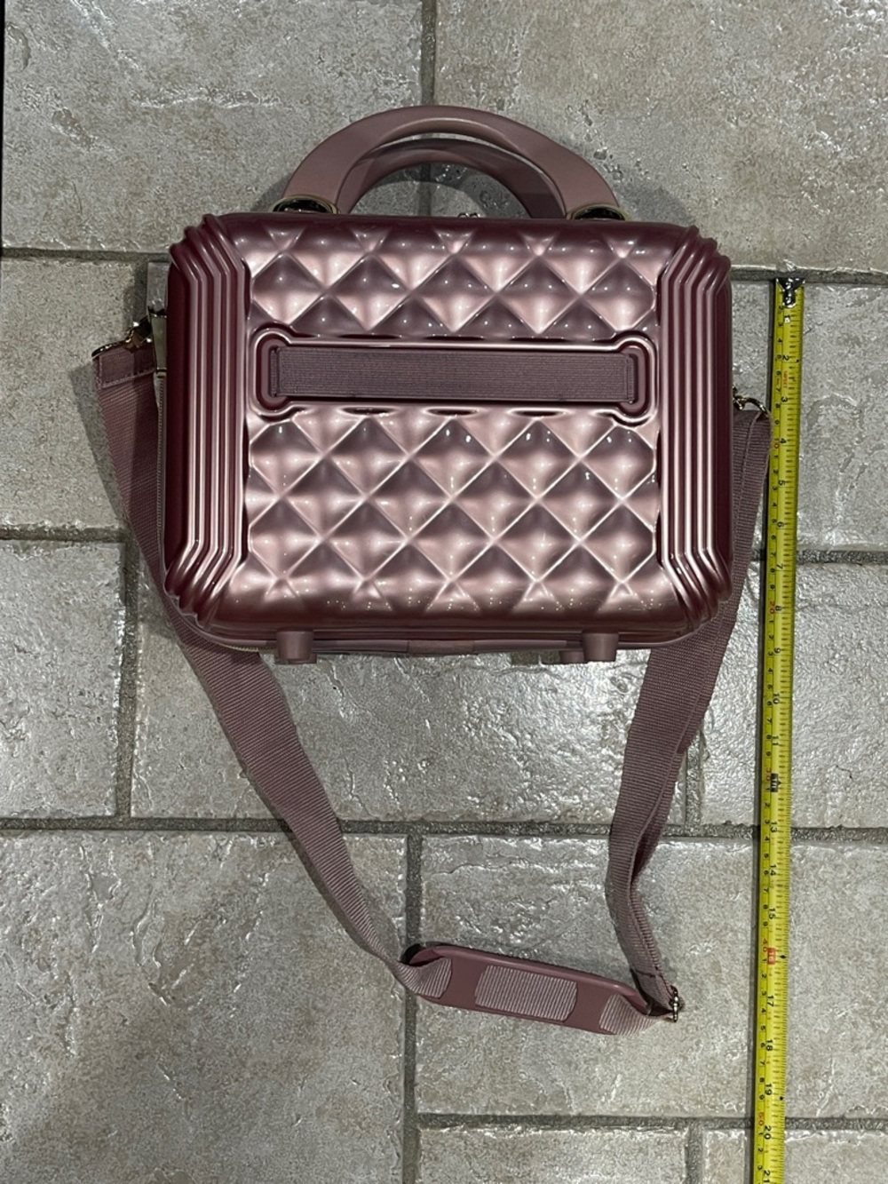 Triforce Hard Shell Travel Makeup Case in Rose Pink with Shoulder Strap NWT - Picture 7 of 8